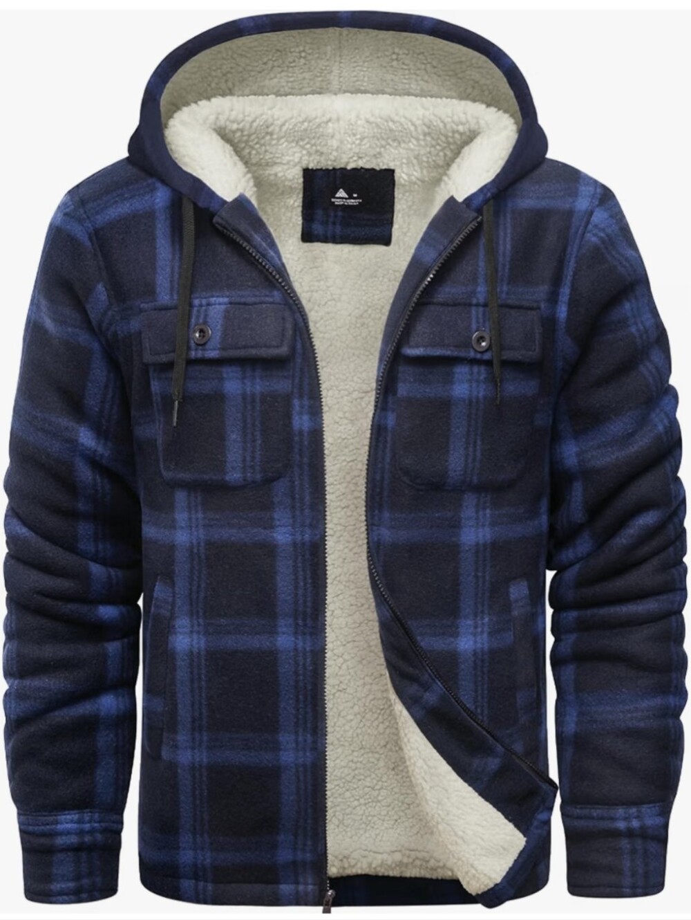 Men's Flannel Shirt Jacket Fleece Sherpa Lined Plaid Zip Up Hoodies